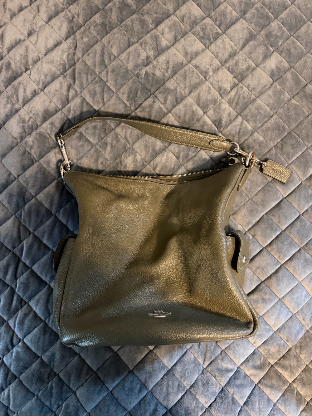 COACH Olive Green Leather Shoulder Hobo - Picture 2 of 7